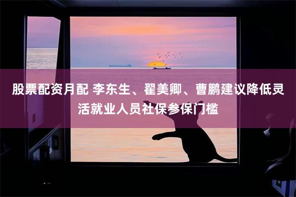 股票配资月配 李东生、翟美卿、曹鹏建议降低灵活就业人员社保参保门槛