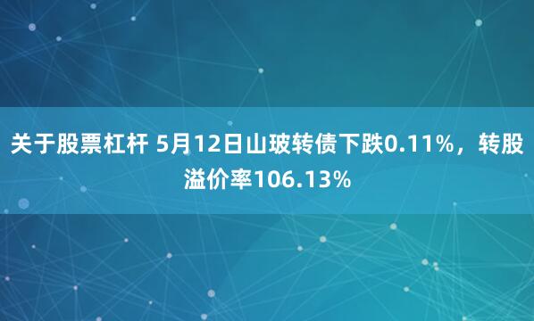关于股票杠杆 5月12日山玻转债下跌0.11%，转股溢价率106.13%