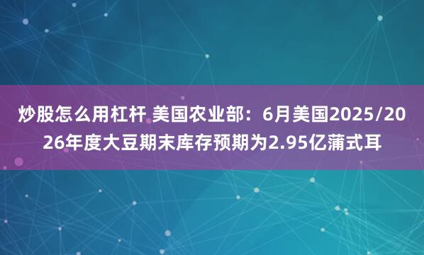 炒股怎么用杠杆 美国农业部：6月美国2025/2026年度大豆期末库存预期为2.95亿蒲式耳