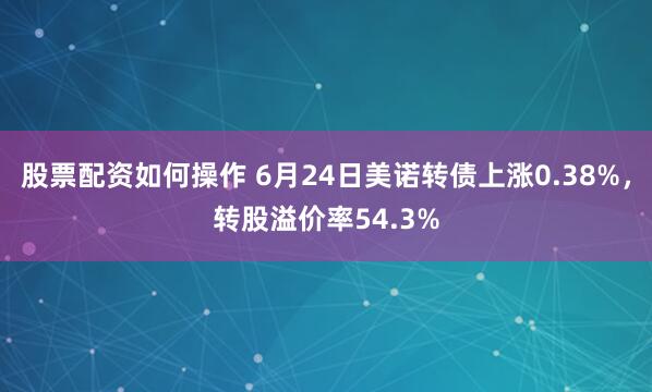 股票配资如何操作 6月24日美诺转债上涨0.38%，转股溢价率54.3%