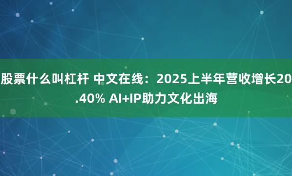 股票什么叫杠杆 中文在线：2025上半年营收增长20.40% AI+IP助力文化出海