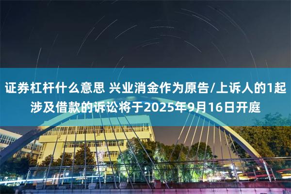 证券杠杆什么意思 兴业消金作为原告/上诉人的1起涉及借款的诉讼将于2025年9月16日开庭